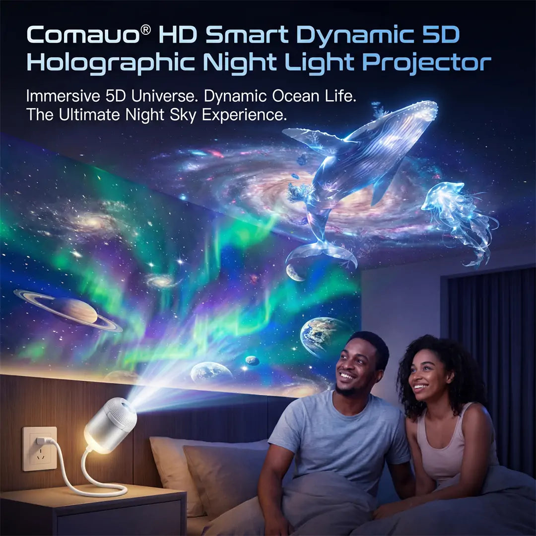 🌌𝐂𝐨𝐦𝐚𝐮𝐨® 5D Night Light Projector —⭐ Smart Dynamic Lighting for Bedrooms & Kids’ Rooms