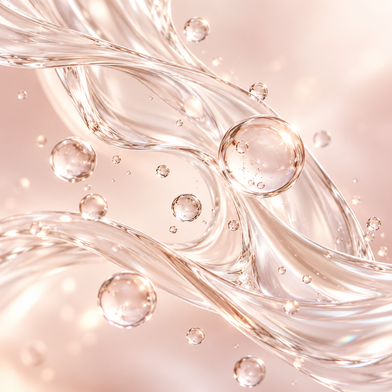 Clear hydration ribbons representing panthenol and humectants