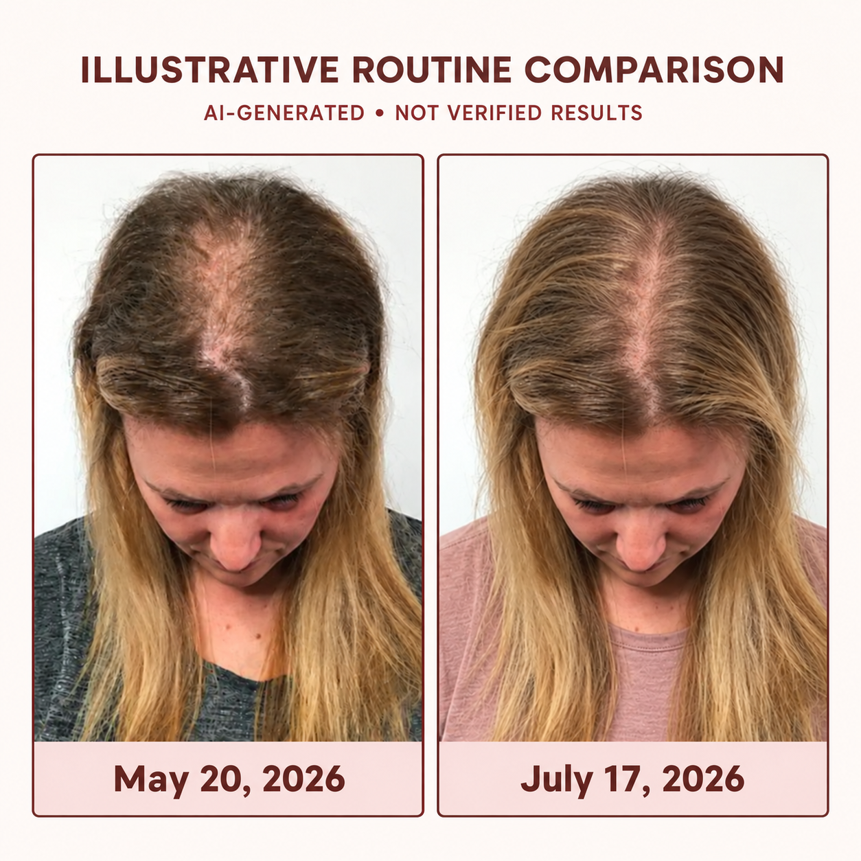 AI-generated illustrative routine comparison dated May 20 and July 17, 2026